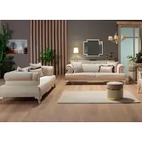 AEA Gruppe Dreisitzer Couch 2tlg Polstersofa Beige Set Stoffsofa Sofas