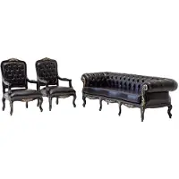 AEA Luxus Chesterfield 3tlg Sofagarniturset Dreisitzer Sessel Relax Couch 3+1+1