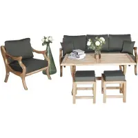 AEA Sofagarnitur 3+1 Sitzer Gartenmöbel Esstisch Holzhocker Polsterhocker