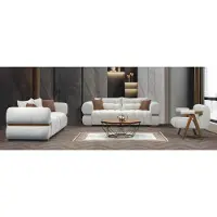 AEA Weiße Sofagruppe Sofa Wohnlandschaft Sitzgarnitur Sofaset Polstergarnitur 3+3+1