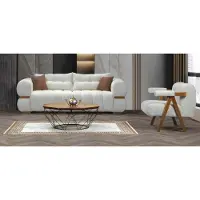 AEA Sofa Couch Garnitur Sitzgruppe Kombination Polster Beige Wohnzimmer Set 4+1