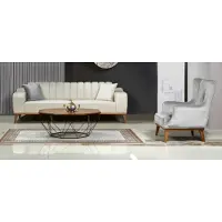 AEA Sofa Couch Garnitur Sitzgruppe Kombination Polster Wohnzimmer Set 3+1 Silber
