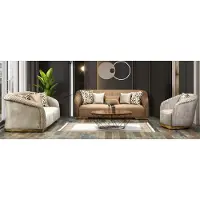 AEA Beige Sofagruppe Sofa Wohnlandschaft Sitzgarnitur Polstergarnitur Sofaset 3+3+1