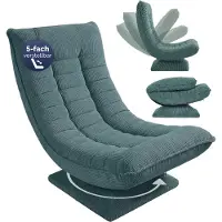 Casaria Fauteuil tout confort pivotant 360 degrés velours côtelé vert de gris