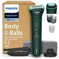 Philips série 7000 BG7485/30, Rasage à sec et sous l'eau, Fonctionnement sans entretien - ne nécessite aucun graissage, Batterie, Vert