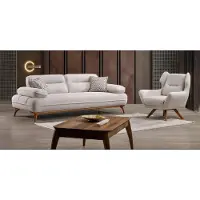 AEA Moderner weißer Stoffsofa und Sessel im eleganten Wohnzimmer Set