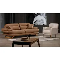 Xl Moebel Gmbh Moderner brauner Kunstleder Wohnzimmer Set 3+1 Sofa und Sessel