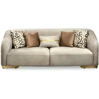 AEA Sofa 3 Sitzer Wohnzimmer Sofa Stoffsofa Dreisitzer Couch Beige Gold