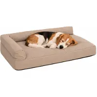 Flamingo Canapé pour chien Odet rectangulaire beige, dimensions : 90 x 60 x 16 cm