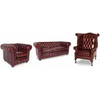 AEA Sofagarnitur Chesterfield Set Leder Polster Sofa Couch Set Garnitur