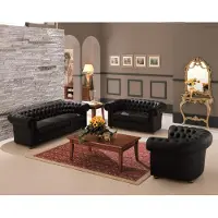 AEA Chesterfield Couch Polster Sofas Klassische Leder Sofagarnitur 3+2+1 Sitzer - 27