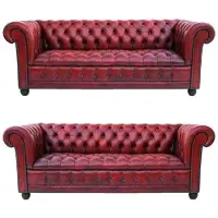 AEA Chesterfield Sofagarnitur 3+3 Sitzer Couch Polster Garnituren Ledersofa Klassik