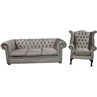 AEA Chesterfield Design Sofagarnitur 3 Sitzer + Ohrensessel Couch Sofa Polster Set
