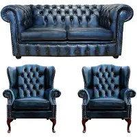 AEA Chesterfield Sofagarnitur Couch Polster Sofa Ohrensessel Leder Sofas 471