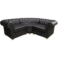AEA Ecksofa Ledersofa Schwarz Polster Eck Couch Garnitur Sitz Design Chesterfield