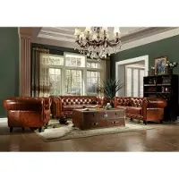 AEA Design Chesterfield Sofagarnitur 3+2+1 Couch Leder Vintige Couch Polster Sofa