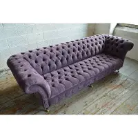 AEA Luxus Chesterfield 4 Sitzer Couchen Textil Stoff Couchen Polster Garnitur XXL