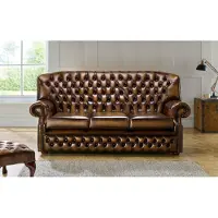 AEA Hohe Rückenlehne Chesterfield Leder Sofa Couch Polster Sitz Garnitur 3 Sitzer