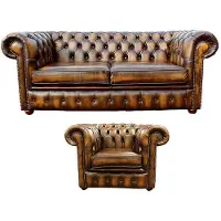 AEA Chesterfield Sofa Couch Polster Leder Sofagarnitur 2+1 Polster Set #464