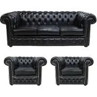 AEA Chesterfield Leder Design Luxus Sofagarnitur Couch Sofa Polster 3+1+1 Sitzer #58