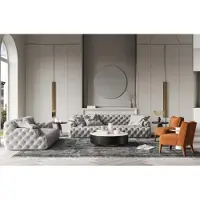 AEA Ensemble de canapés en cuir 3+2 sièges Canapé Chesterfield Siège Design Canapés Lounge
