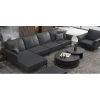 Xl Moebel Gmbh Salon en L Noir Moderne Luxe Multifonction Canapé Rembourrage d'angle