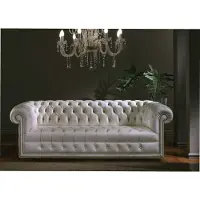 AEA Design Chesterfield Sofagarnitur 3 Sitzer Leder Couch Blau Polster Sofas Luxus