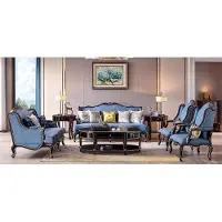AEA Luxe Chesterfield classique canapé rembourré 3+2+1+1 places bleu noir