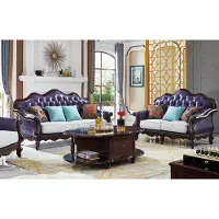 AEA Canapé en cuir Chesterfield Violet Canapé Classique Ensemble de canapés Garnitures
