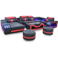AEA Designer Wohnzimmer set besteht aus 4tlg. modern set schwarzer Farbe Beleuchtet