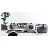 AEA Villas de luxe Meubles Chesterfield gris Canapé en tissu JVmoebel
