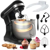 JAP Mastermix - Robot de cuisine (1000W) - Robot de cuisine avec 6 vitesses et fonction pulse - Mixeur avec bol de 5,7 litres - Séchoir à casseroles inclus - Noir mat