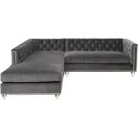AEA Ecksofa Wohnlandschaft Couch Eckgarnitur Polster Samt Stoff Möbel Design Grau