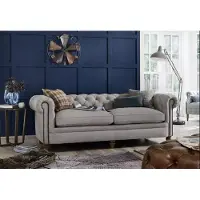 AEA Canapé Chesterfield Coussin Tissu Cuir Canapé Garniture 3 places