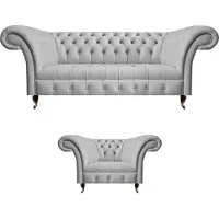 AEA Canapés Complet 2pcs Meuble rembourré Gris Fauteuil avec Canapé 3 places