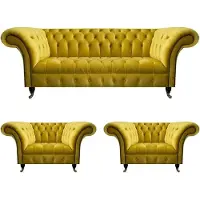 AEA Designer Chesterfield jaune Ensemble complet textile 3 pièces