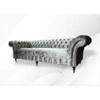 AEA Chesterfield coussin canapé tissu canapé siège garniture velours argent 4 sièges