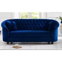 AEA Jvmoebel  - Leder Sofa Couch - Royal Blau Polster Dreisitzer Couch Garnitur