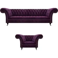 AEA Polster Luxus Möbel Sofagarnitur 2tlg Design Lila Textilsofas Modern Design