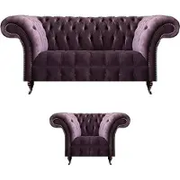 AEA Lila Chesterfield Polstermöbel Designer Wohnzimmer Sofagarnitur 2tlg