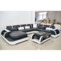 AEA Sofa Couch Polster Ecke Garnitur Stoff Sofas Leder Ecksofa U-Form Wohnlandschaft