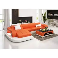AEA Ecksofa Wohnlandschaft Ledersofa Designer Sofa Sofa Couch Polster Ecksofa Orange