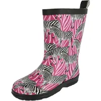 Beck Bottes en caoutchouc 'Zebra' rose / rose foncé / noir / blanc