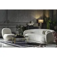 Xl Moebel Gmbh Canapé Garniture Canapé en tissu blanc Canapé rembourré moderne Set 2pcs Canapé