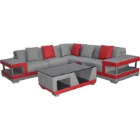 AEA Ledersofa mit USB,Couch Wohnlandschaft Eck Garnitur Design Modern Sofa L-Form