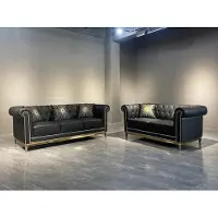 AEA Chesterfield Wohnzimmer Couch Sofa Set Luxus Garnitur 3+2 Orange 2tlg