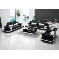 AEA Moderne Sofagarnitur 321 Sitzer Couchtisch Ledersofa Sofa Couch Wohnlandschaft