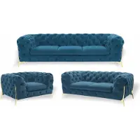 AEA Luxus Chesterfield Polster Sofagarnitur in Samt 3+2 Sitzer Couch Set Garnitur