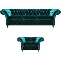 AEA Ensemble de canapés Salon 2 pièces canapé 3 places canapé Chesterfield fauteuil