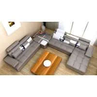 AEA Ecksofa Sofa mit USB Wohnlandschaft Ledersofa XXL Designer Sofas Wolfhagen Grau
